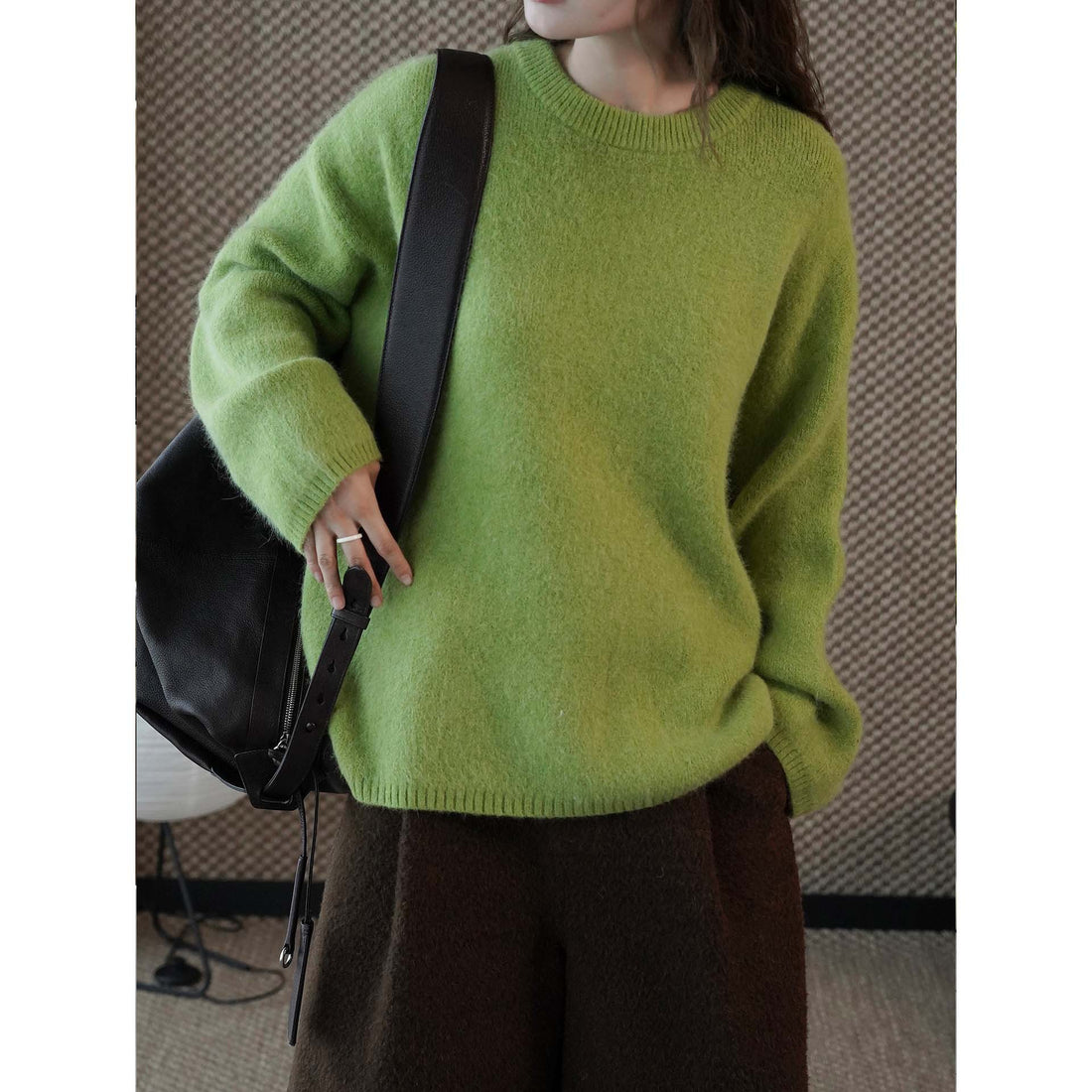 Damen Weicher Oversize-Strickpullover mit Rundhalsausschnitt Echoarchiv