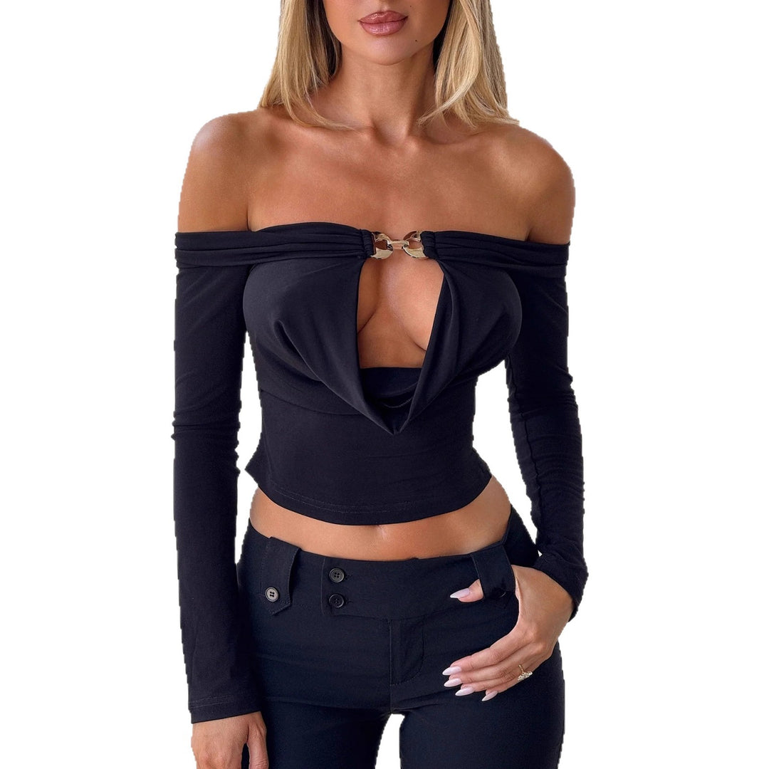 Damen Off-Shoulder Oberteil mit dekorativem Verschluss Echo Archiv