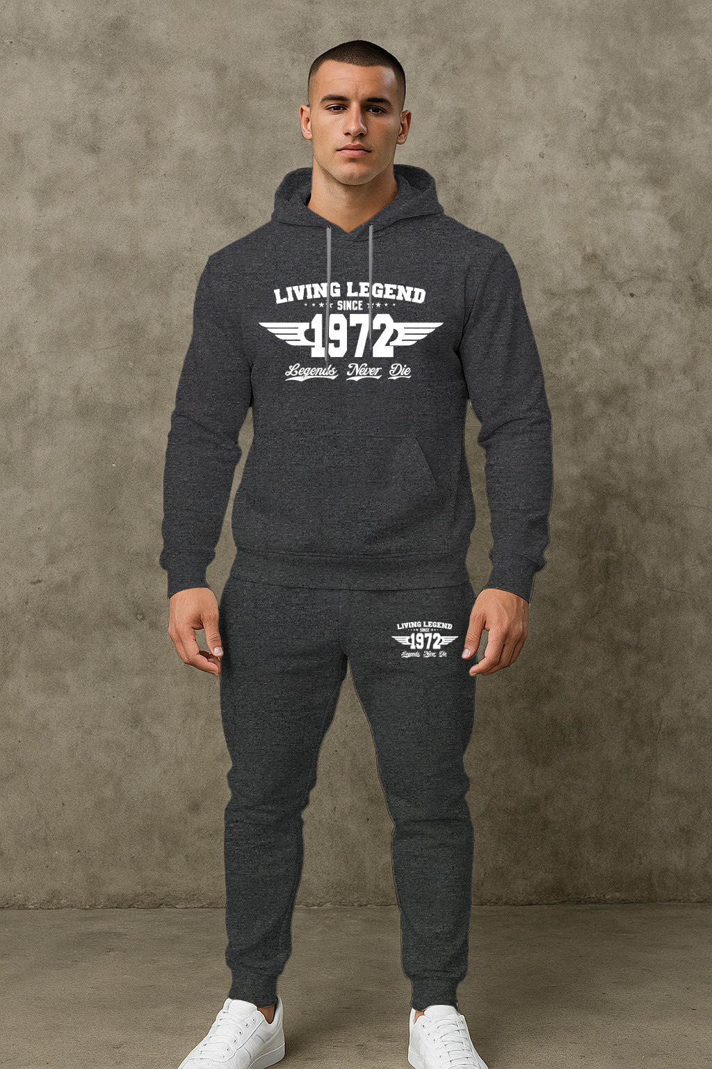Herren Hoodie und Jogginghose Set mit modernem Druck Echoarchiv