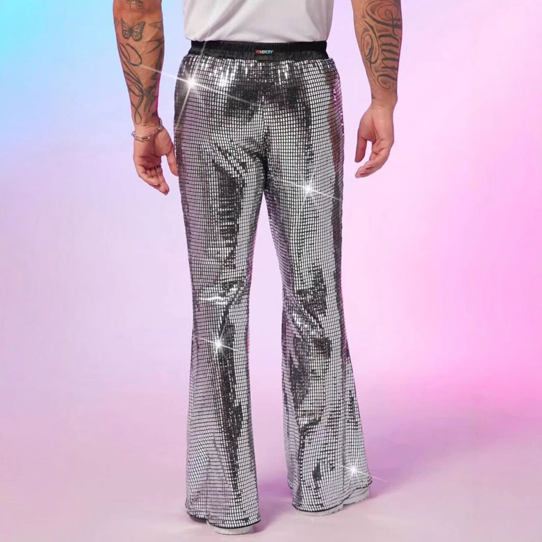 Damen Glitzer-Flared-Hose mit Pailletten und elastischem Bund Echo Archiv