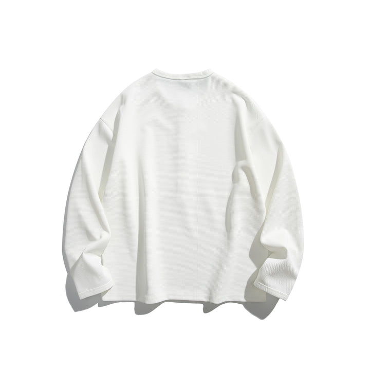 Unisex Waffelstrick-Henleyshirt mit Knopfleiste und Rundhalsausschnitt Echoarchiv