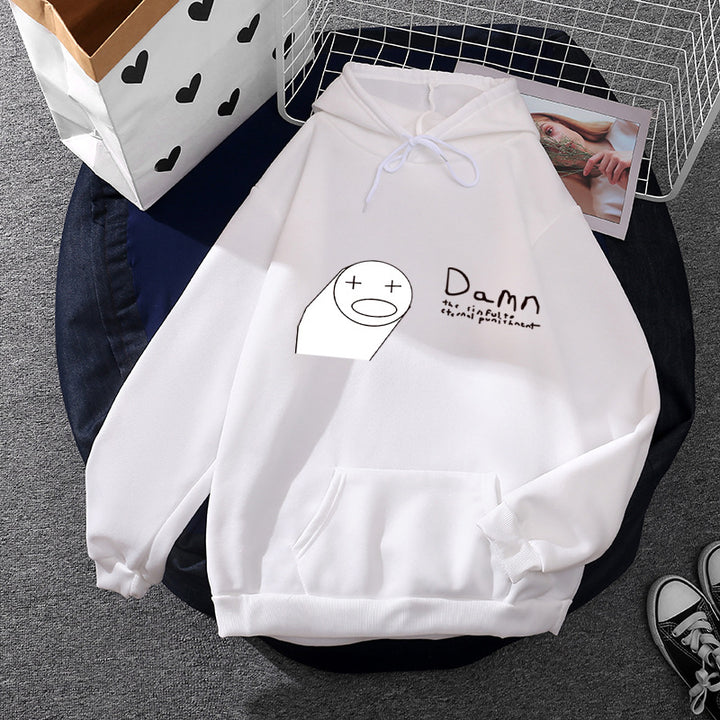 Damen Kapuzenpullover mit minimalistischer Grafik, lockerer Oversize-Passform und Kängurutasche – Auréline