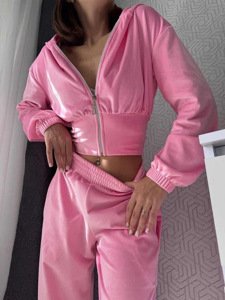 Damen Taillierte Cropped-Kapuzenjacke mit figurformendem Schlauchbund – Auréline