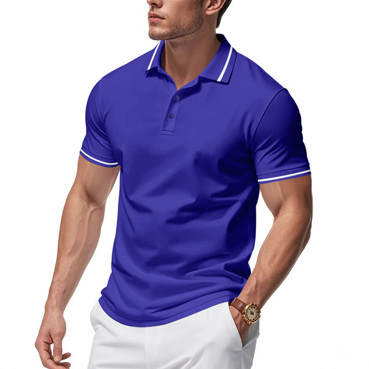 Herren nan atmungsaktives Interlock-Poloshirt mit Kontrast-Tipping, kurzer Knopfleiste und schmaler Silhouette Echo Archiv
