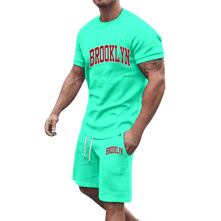 Herren Sportliche Baumwoll-Kurzarm-Pullover und Shorts Set Echoarchiv