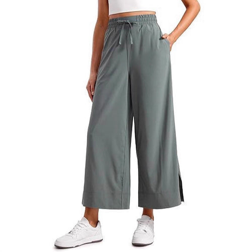 Damen weite Culotte-Hose mit elastischem Bund, Tunnelzug und seitlichen Schlitzen – Avélisse