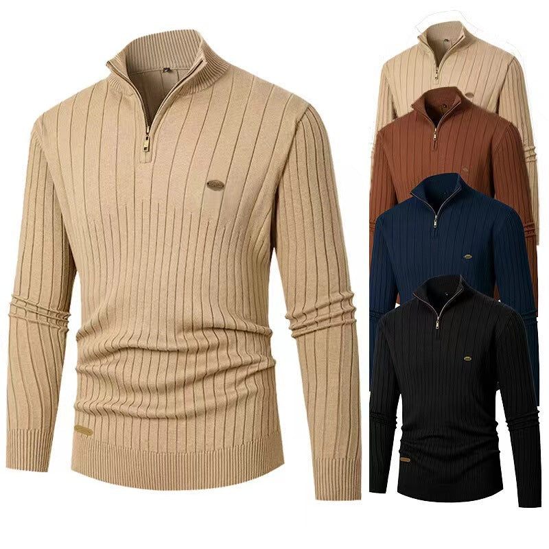 Herren Pullover mit modernem Reißverschluss und Rippenstruktur Echoarchiv