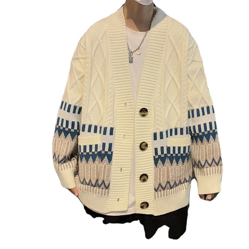 Herren Strickjacke mit modernen Mustern und praktischen Taschen Echoarchiv