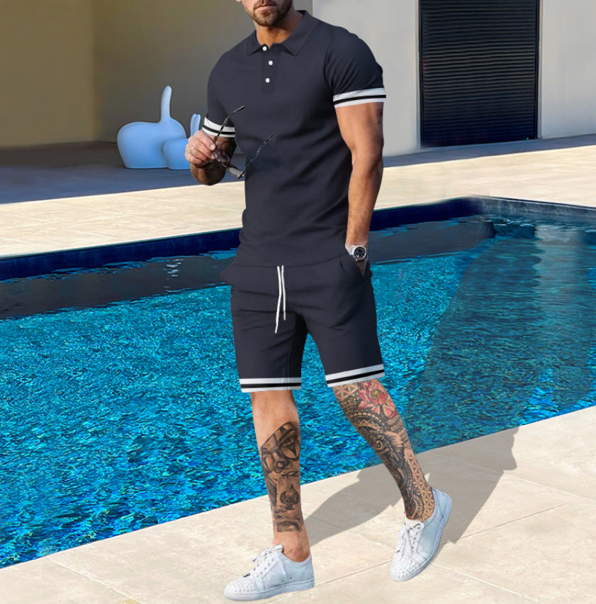 Herren lässiges Poloshirt und Shorts Set mit atmungsaktivem Stoff Echoarchiv