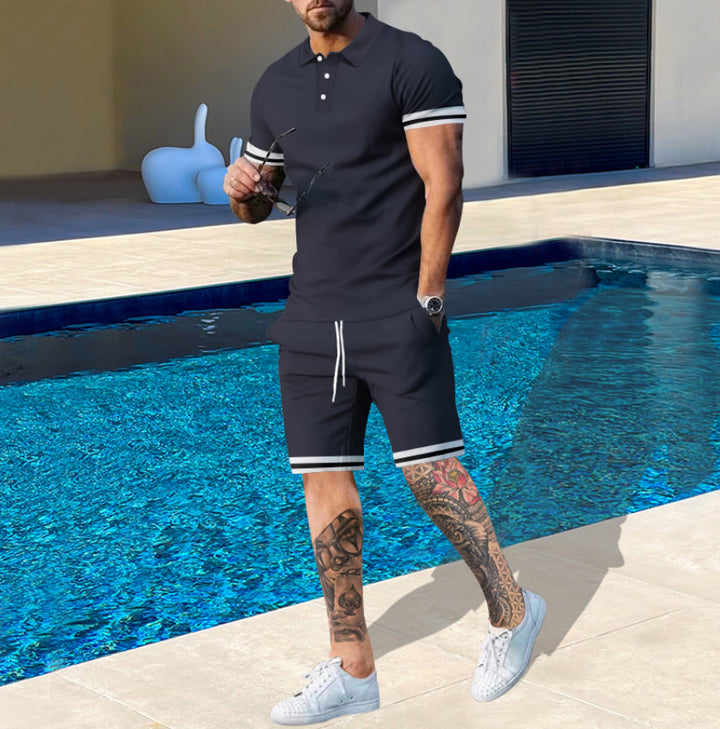 Herren lässiges Poloshirt und Shorts Set mit atmungsaktivem Stoff Echoarchiv
