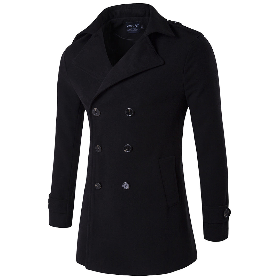 Herren modischer Trenchcoat mit doppelter Knopfleiste und praktischen Taschen Echoarchiv
