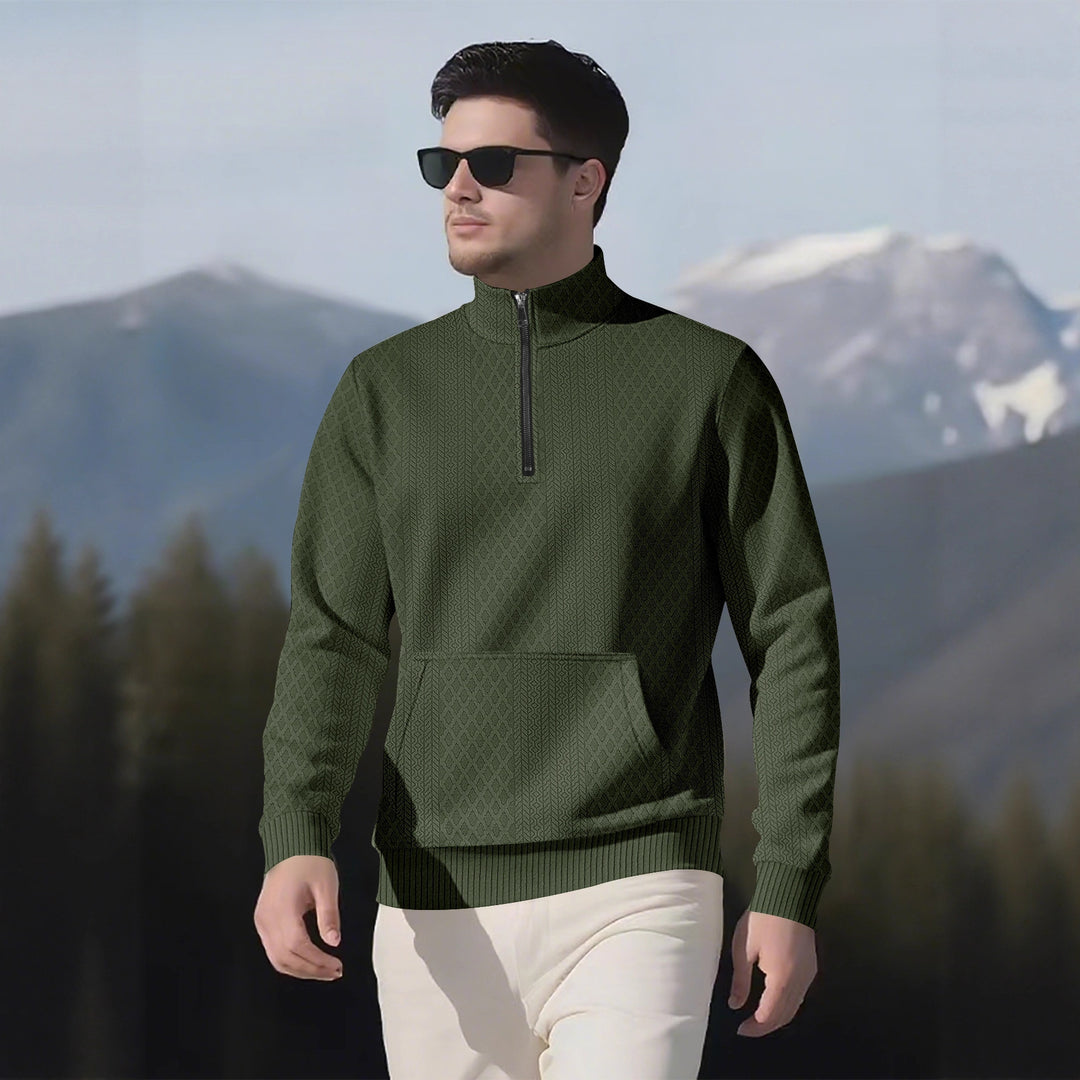 Herren sportlicher Fleece-Pullover mit hohem Kragen und Reißverschluss Echoarchiv