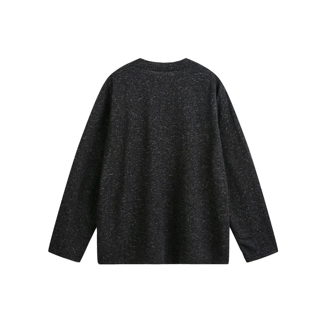 Unisex Meliertes Baumwoll-Henleyshirt im Oversize-Look mit kurzer Knopfleiste Echoarchiv