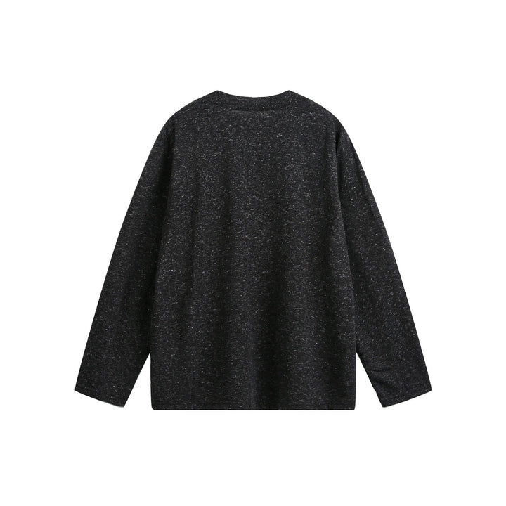 Unisex Meliertes Baumwoll-Henleyshirt im Oversize-Look mit kurzer Knopfleiste Echoarchiv