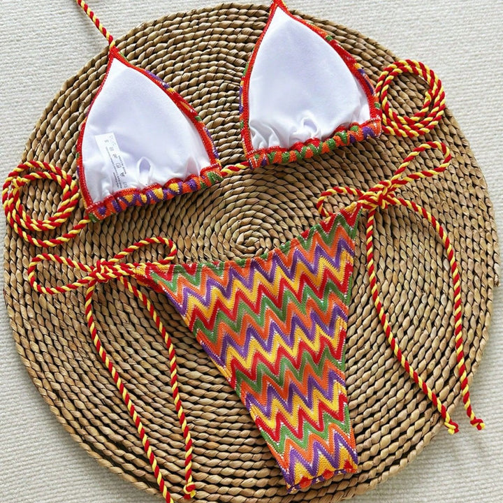 Damen Triangel-Bikini mit auffälligem Wellenmuster Echo Archiv