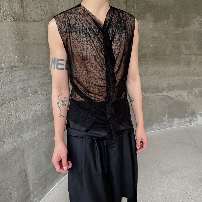 Herren modisches ärmelloses Oberteil mit transparentem Design und raffinierten Details Echoarchiv