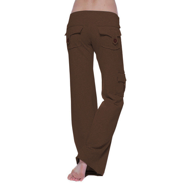 Damen nan lässige Low-Rise Cargo-Loungehose mit weitem Bein, breitem Komfortbund und dekorativen Klappentaschen Echo Archiv