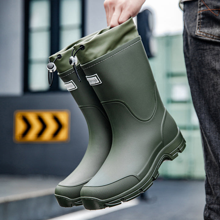 Herren wasserdichte Arbeits- und Regen-Gummistiefel mit verstellbarem Kordelabschluss und rutschfester Profilsohle Echoarhiv – Tavélo