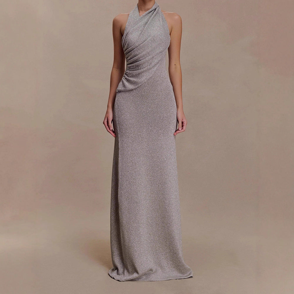 Damen Elegantes Maxikleid mit schimmerndem Stoff und raffiniertem Wickeldetail Echo Archiv