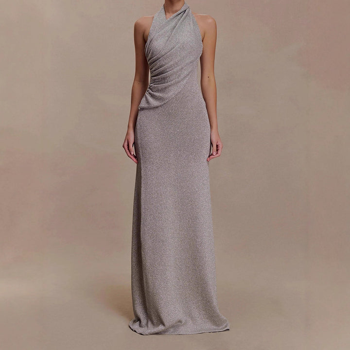 Damen Elegantes Maxikleid mit schimmerndem Stoff und raffiniertem Wickeldetail Echo Archiv
