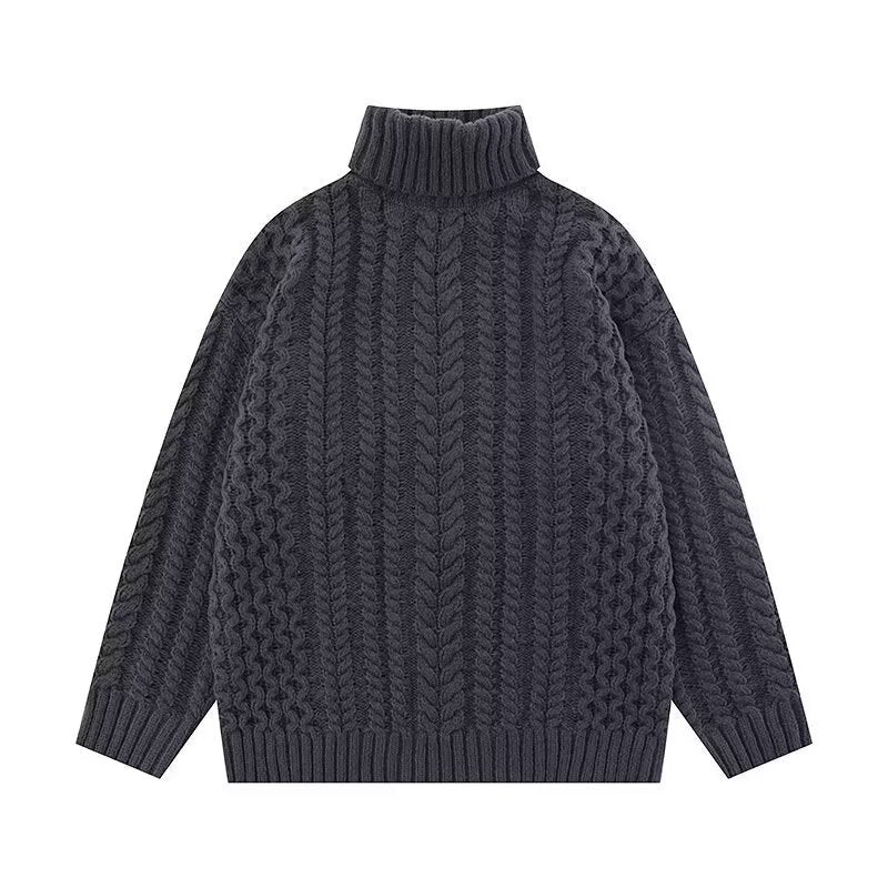Damen Grobstrickpullover mit hohem Kragen und Zopfmuster Echoarchiv