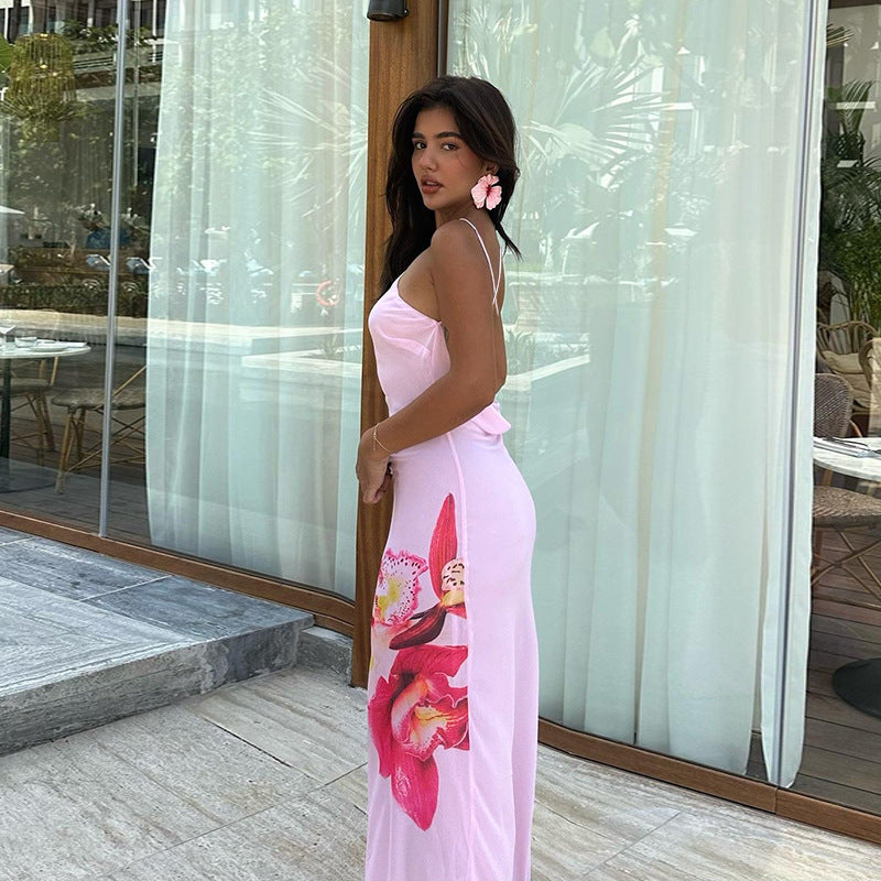 Damen florales Maxikleid mit feinen Spaghetti-Trägern Echo Archiv