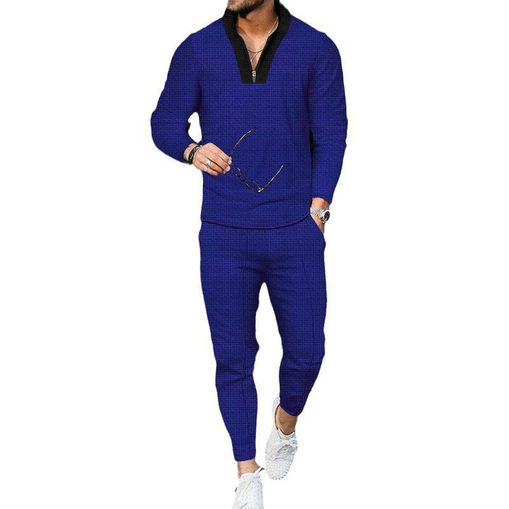 Herren nan modernes Freizeit-Set Halbzip-Henleypullover mit Raglanärmeln und tapered Bügelfalten-Jogginghose Echo Archiv