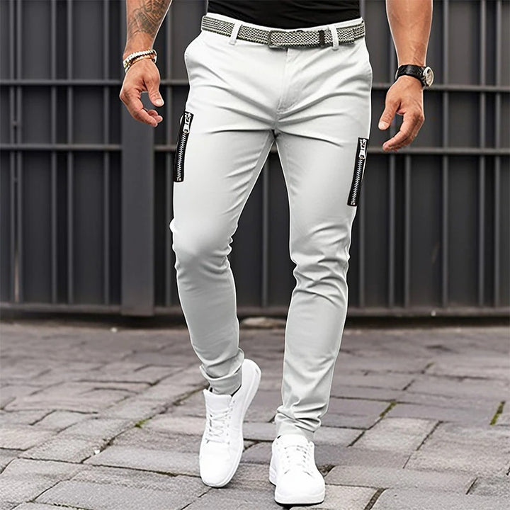 Herren modische Slim-Fit Hose mit Reißverschlusstaschen Echoarchiv