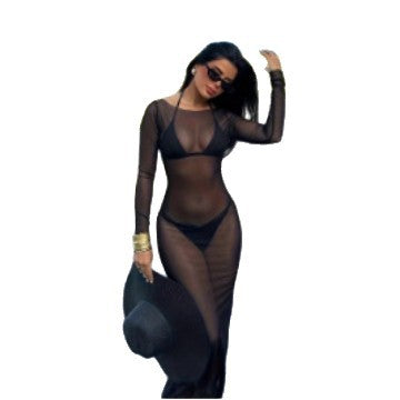 Damen Transparente Strandrobe mit langen Ärmeln und schickem Schnitt Echo Archiv