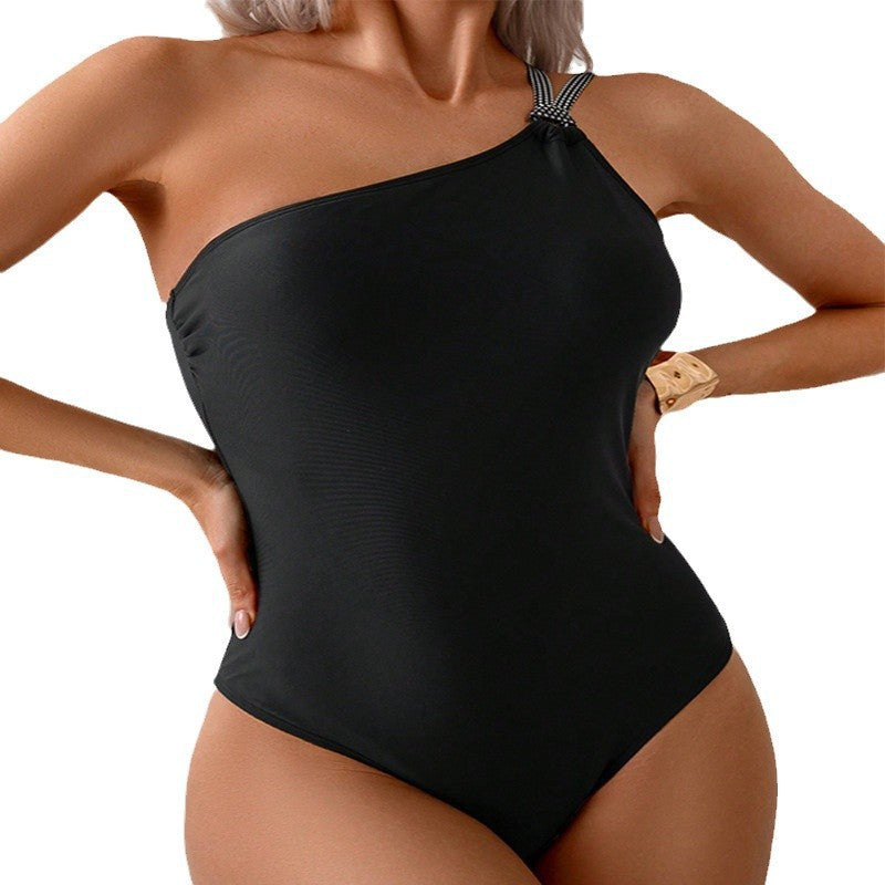 Damen Einseitiger Badeanzug mit elegantem Wickeldetail Echo Archiv
