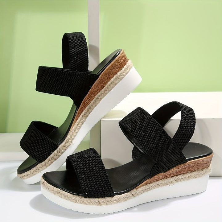 Damen Keil‑Sandalen mit Jute‑Plateau, elastischen Doppelriemen und gepolstertem Komfortfußbett Echo Archiv