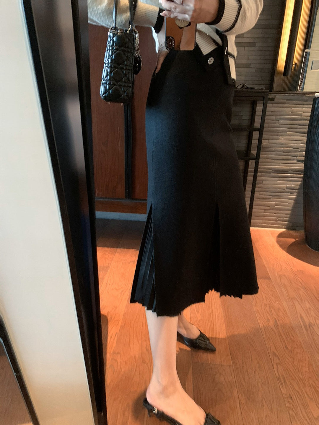 Damen Eleganter Midirock mit Schlitzen Echoarchiv