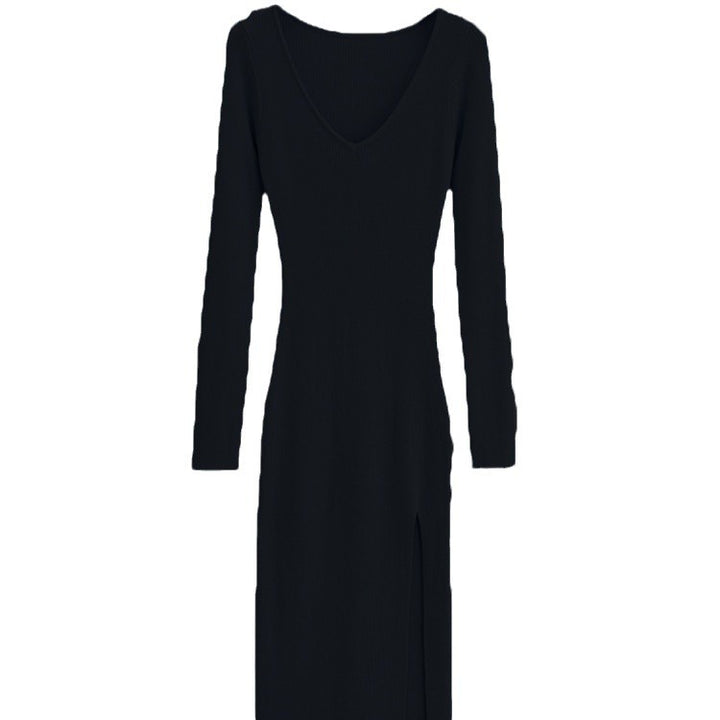 Damen Maxikleid mit elegantem V-Ausschnitt und seitlichem Schlitz Echo Archiv