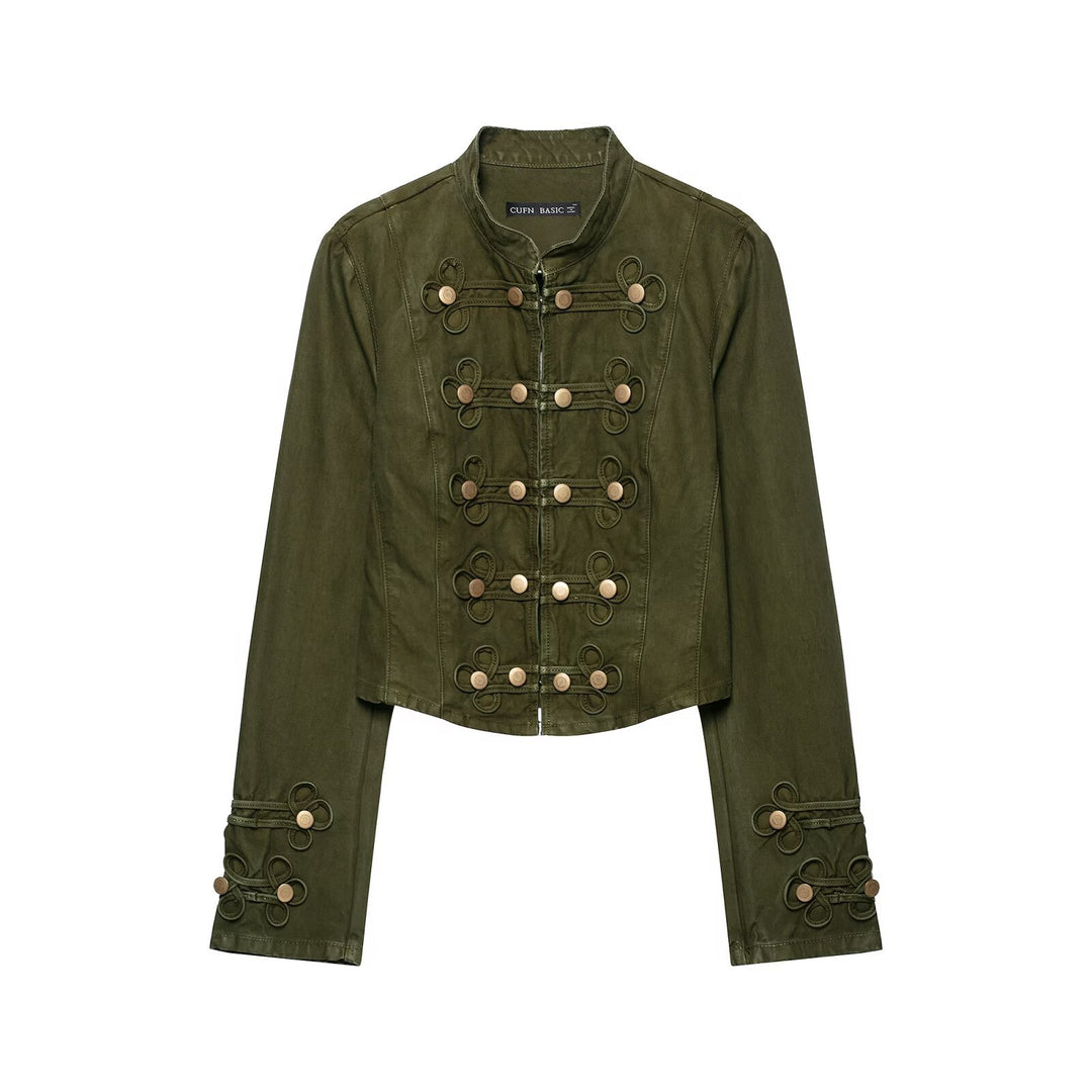 Damen Cropped Husarenjacke mit Zierkordeln und Stehkragen Echoarchiv