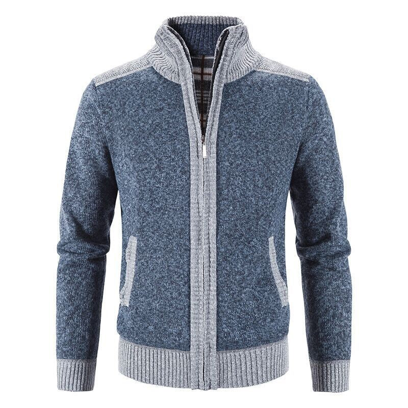 Herren Strickjacke mit modischem Zipper und hochgeschlossenem Kragen Echoarchiv