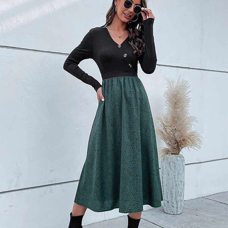 Damen Elegantes Maxikleid mit V-Ausschnitt und Taillengürtel Echo Archiv