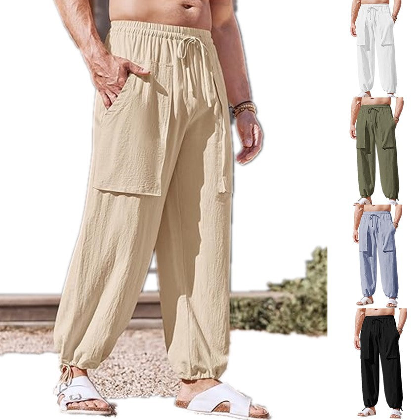 Herren lockere Sommerhose mit elastischem Bund und Taschen Echoarchiv