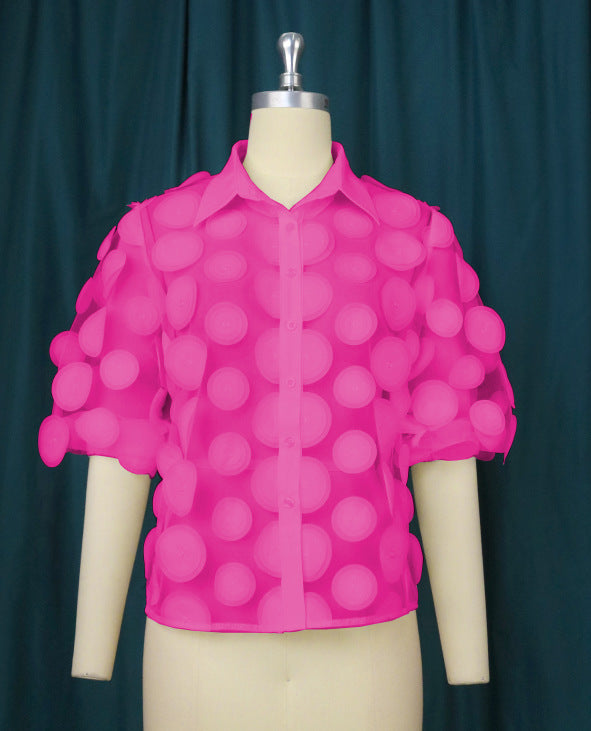 Damen Hemdbluse mit transparentem Material und voluminösen 3D-Punkten Echo Archiv