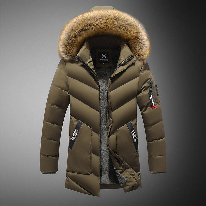 Herren gesteppte Winterjacke mit abnehmbarem Kunstfellkragen und praktischen Taschen Echoarchiv