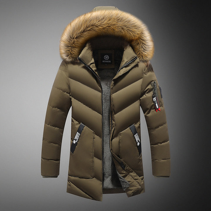 Herren gesteppte Winterjacke mit abnehmbarem Kunstfellkragen und praktischen Taschen Echoarchiv