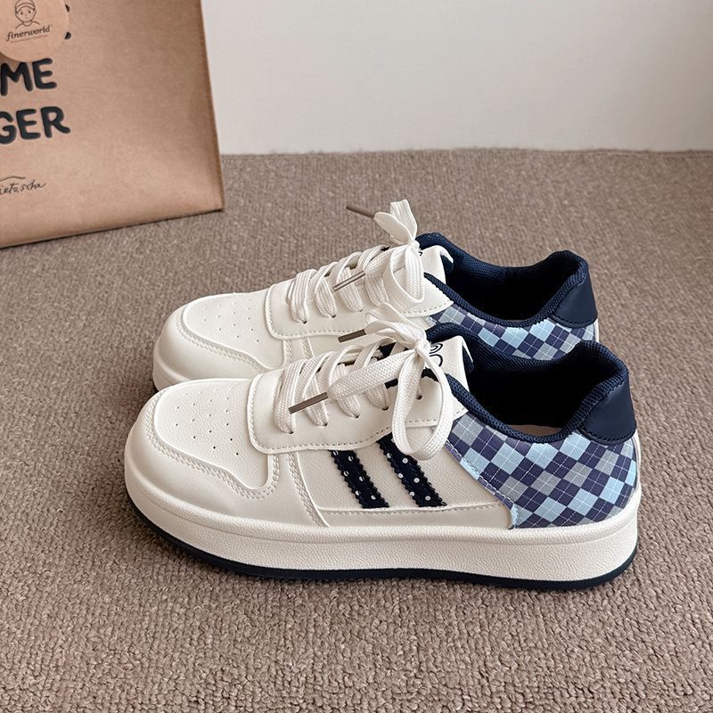 Damen modische Sneakers mit kariertem Einsätzen und gepolsterter Sohle Echo Archiv