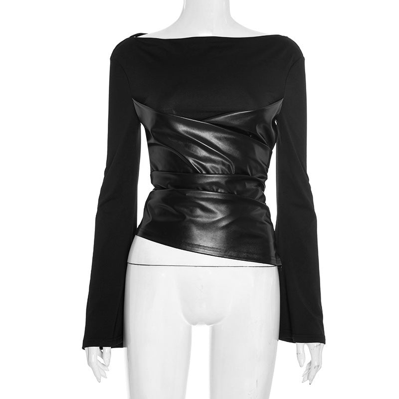 Damen Oberteil mit ausgefallenem Wickeldesign und eleganten Trompetenärmeln Echo Archiv