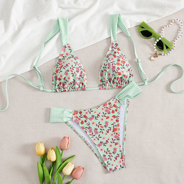 Damen Triangle-Bikini mit floralem Design und verstellbaren Trägern Echo Archiv