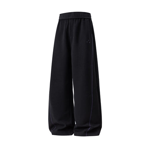 Unisex Extraweite Lounge-Hose mit rundem Elastikbund und dekorativer Kontrastnaht Echo Archiv
