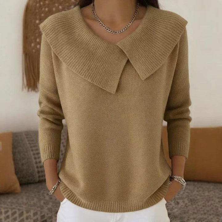 Damen nan grobgestrickter Pullover mit übergroßem Matrosenkragen und gerippten Abschlüssen Echo Archiv