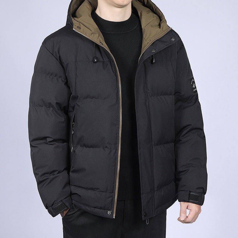 Herren Kurz geschnittene gesteppte Winterjacke mit Kapuze, winddichter Membran & verstellbaren Manschetten Echoarchiv