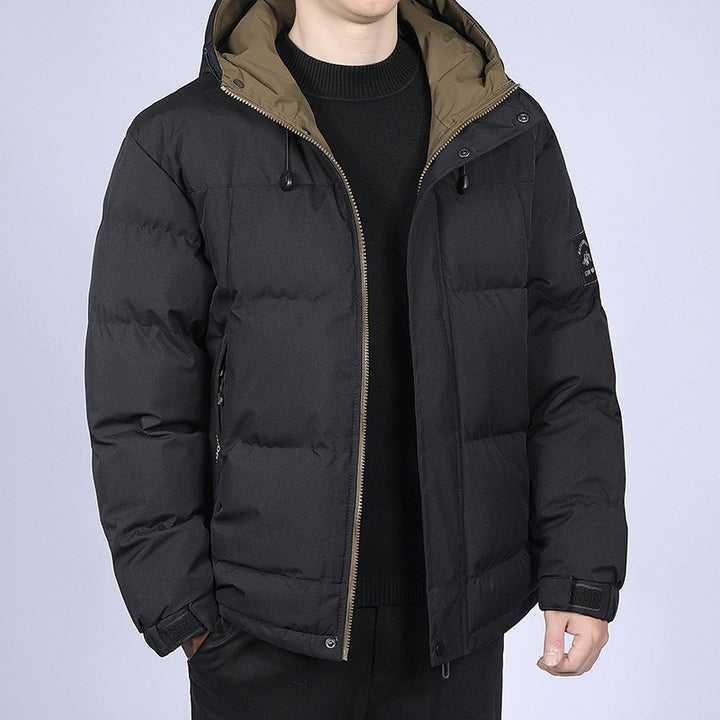 Herren Kurz geschnittene gesteppte Winterjacke mit Kapuze, winddichter Membran & verstellbaren Manschetten Echoarchiv