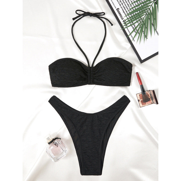Damen Bandeau Bikini mit verstellbaren Trägern und exquisitem Texturmuster Echo Archiv