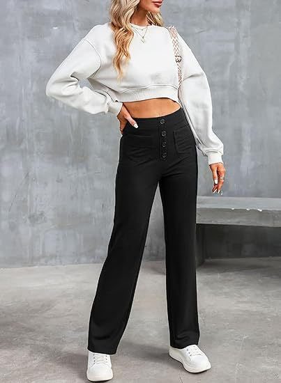 Damen Hochtaillierte Wide‑Leg Hose mit aufgesetzten Taschen Echo Archiv