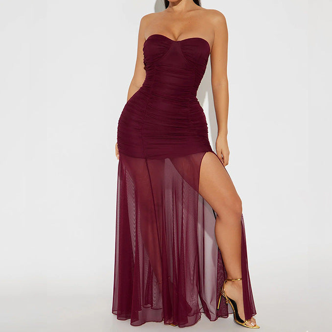 Damen Elegantes schulterfreies Maxikleid mit Rüschendetails Echo Archiv